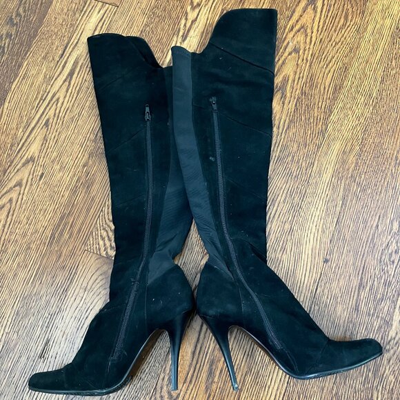 Moda in Pelle, "Selene" black suede boots, 4-inch stiletto, size 8.5 (Eur 38-39) - Picture 3 of 8